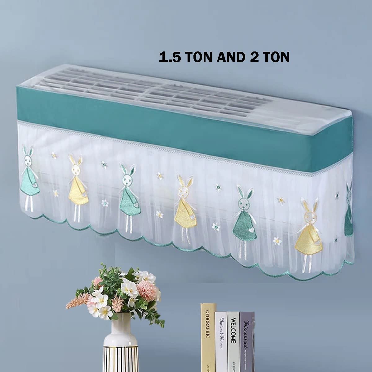 Air Conditioning Dust Cover Embroidery Designer AND RANING MOOD Ac Cover for Indoor Split Ac 1.5 AND 2.0 Ton (97 x 31 x 21 .5cm ) (Multicoloured) Air Conditioning Dust Cover Embroidery Designer AND RANING MOOD Ac Cover for Indoor Split Ac 1.5 AND 2.0 Ton (97 x 31 x 21 .5cm ) (Multicoloured)